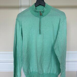 Peter Millar Men's Light Green 1/4 Zip Sweater Silk Cashmere Medium